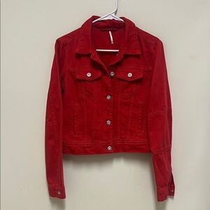 Free People Red Jean Jacket